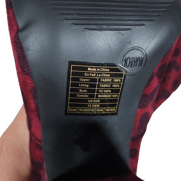 Torrid Womens Over The Knee Boots 10.5 WW Burgundy Red Leopard Print Pointed Toe - Picture 8 of 9